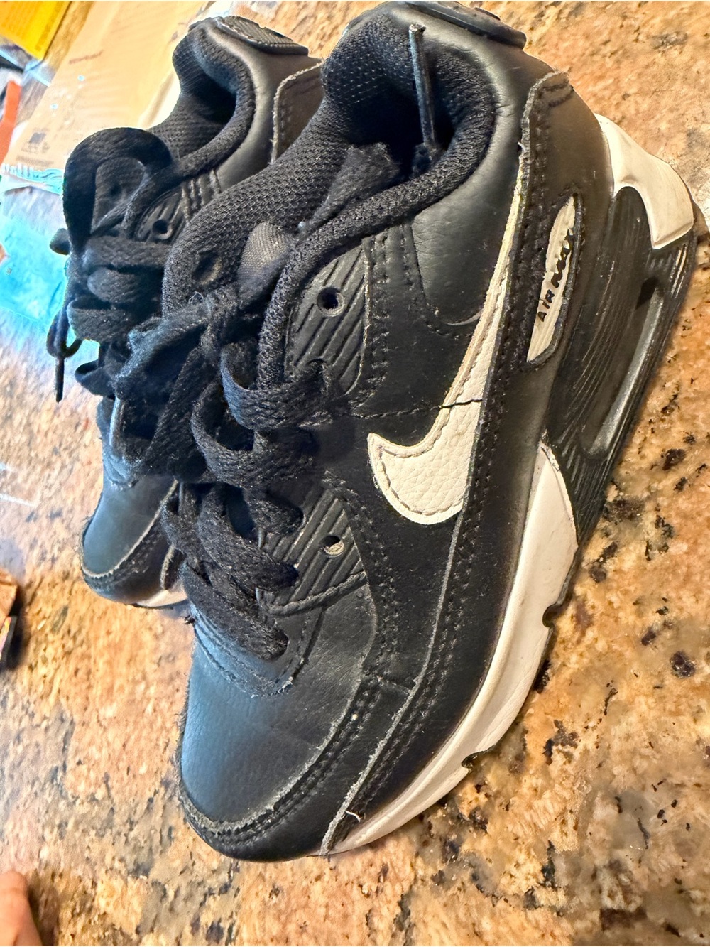 Nike Kids' Black and White Leather Sneakers